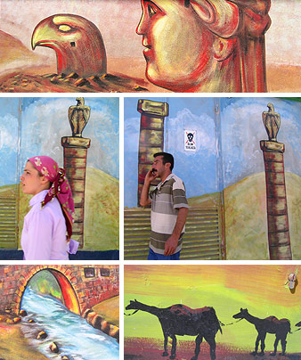 Murales que cubren, con imágenes del Parque Nemrut,  los transformadores eléctricos en Adiyaman